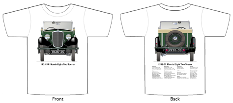 Morris 8 2 seat Tourer 1935-36 T-shirt Front & Back